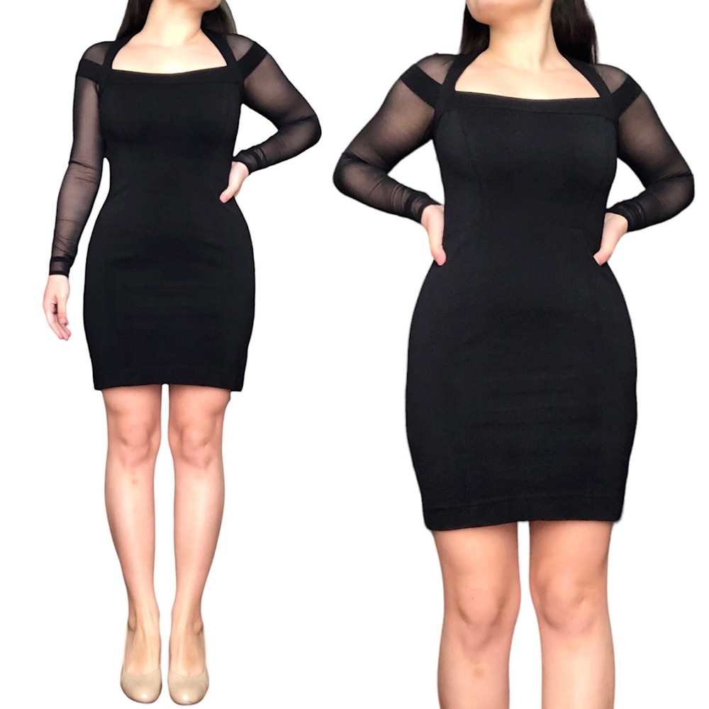 Vintage Caché Sheer Bodycon Cocktail Mini Dress | Small - Picture 1 of 6